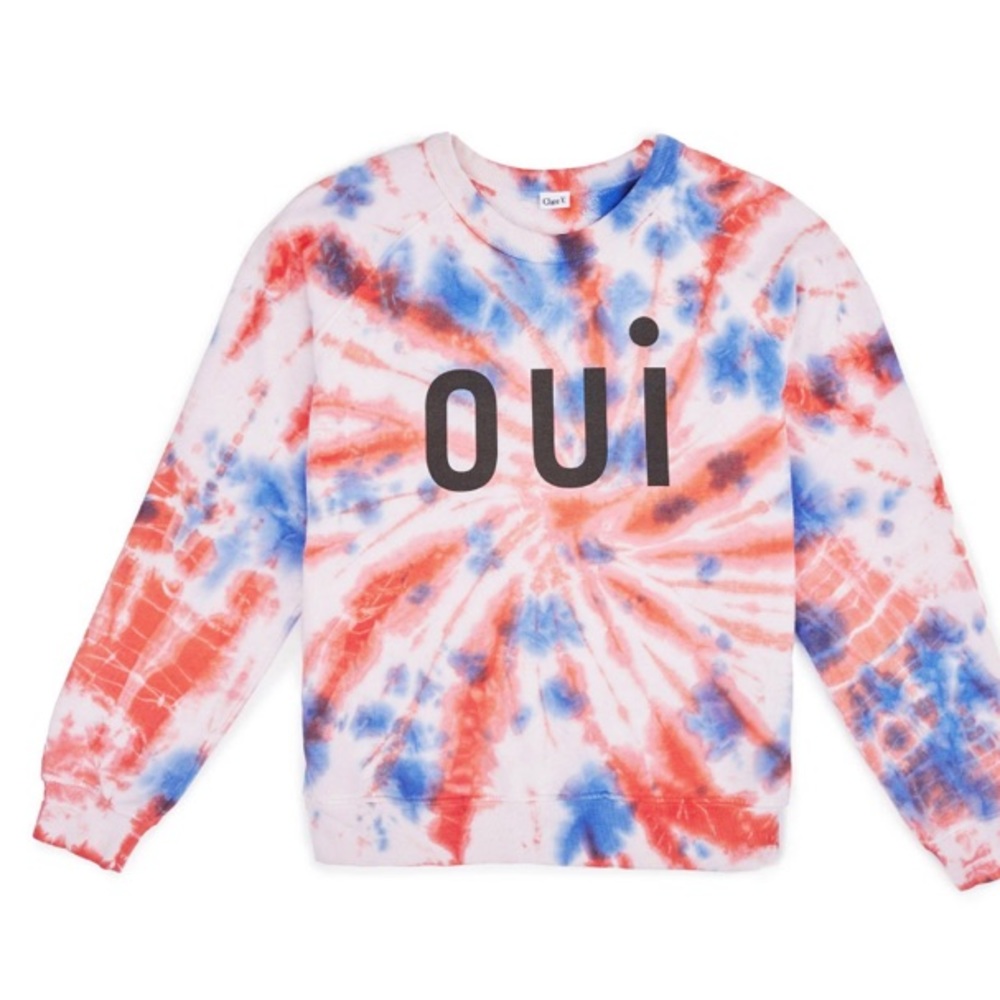 Clare V. Red and Blue Tie-Dye Sweatshirt